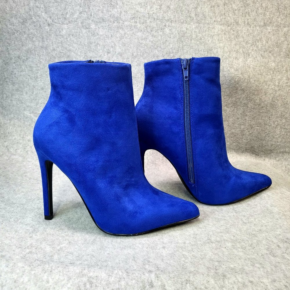 So Me Tatey Blue Ankle Boot With 4.5 Heel Size 7 - Picture 3 of 9